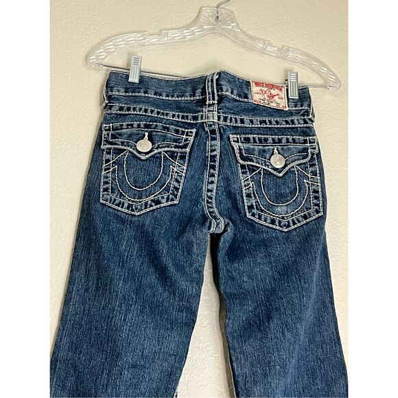 True Religion Denim - True Religion Jeans Women's 14 Disco Joey Big T Flared Leg Dark Denim Low Rise